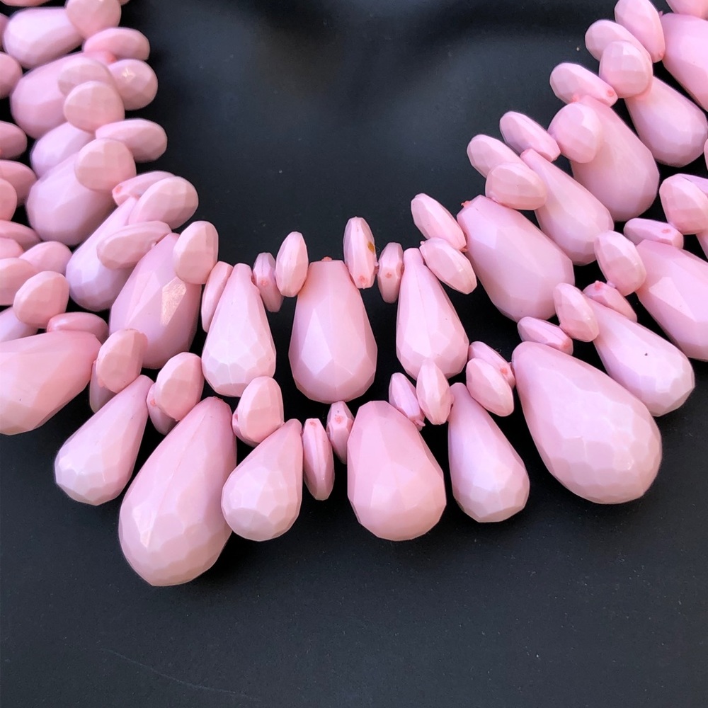 Light Pink Plastic Beaded Statement Necklace - image 8